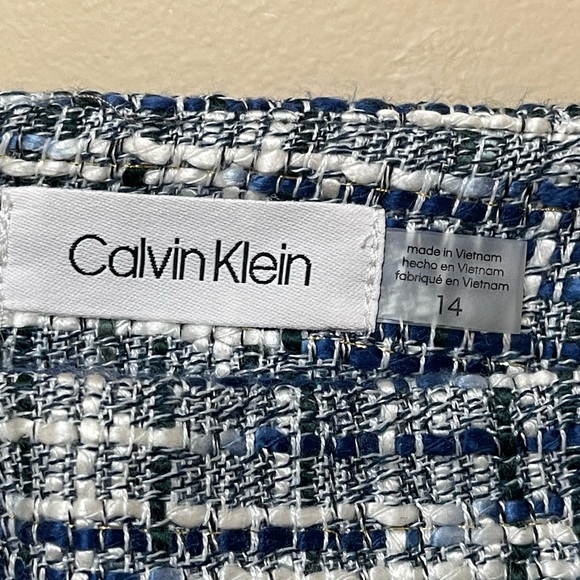 Calvin‎ Klein Tweed Skirt NWT | Women’s Size 14 | Blue White Bouclé - Picture 2 of 8